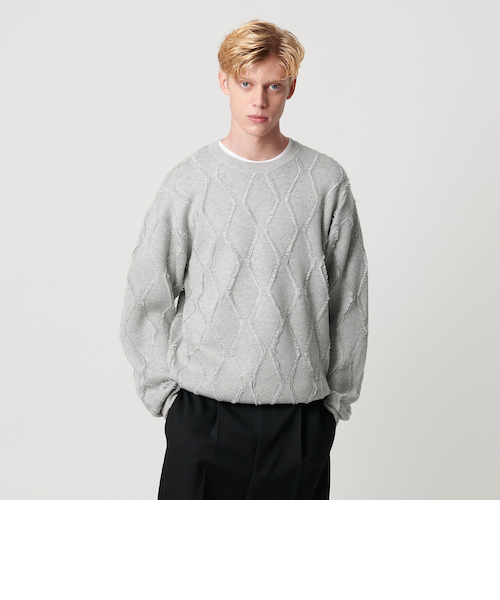 ビューティー＆ユース ユナイテッドアローズ（BEAUTY&YOUTH）/フリンジ パターン クルーネック ニット フリンジ パターン クルーネック ニット｜ビューティー＆ユース