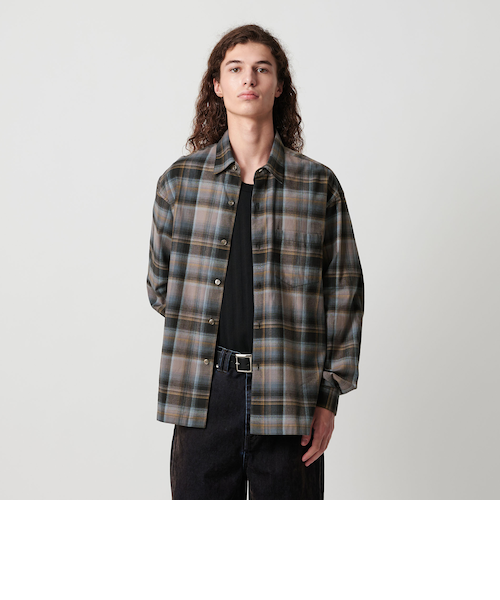 美品BEAUTY&YOUTH UNITED ARROWS オンブレチェックシャツ ブラッシュド オンブレ チェック シャツ｜ビューティー＆ユース