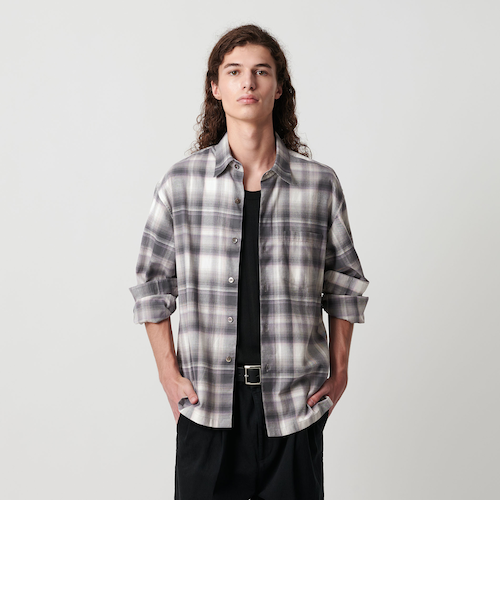 美品BEAUTY&YOUTH UNITED ARROWS オンブレチェックシャツ ブラッシュド オンブレ チェック シャツ｜ビューティー＆ユース