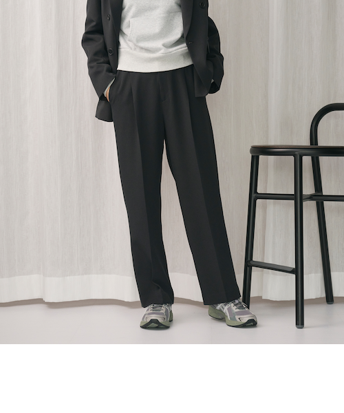 ポリエステルブレンド バックゴムストレートパンツ
