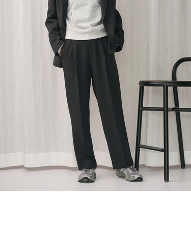 ポリエステルブレンド バックゴムストレートパンツ
