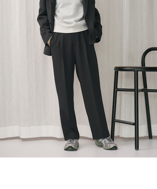 ポリエステルブレンド バックゴムストレートパンツ