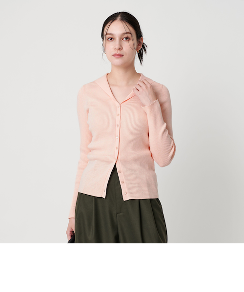 コットンカシミヤ リブセーラーカラー カーディガン ウォッシャブル