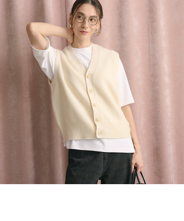 ウールカシミヤブレンド アクア ニットベスト