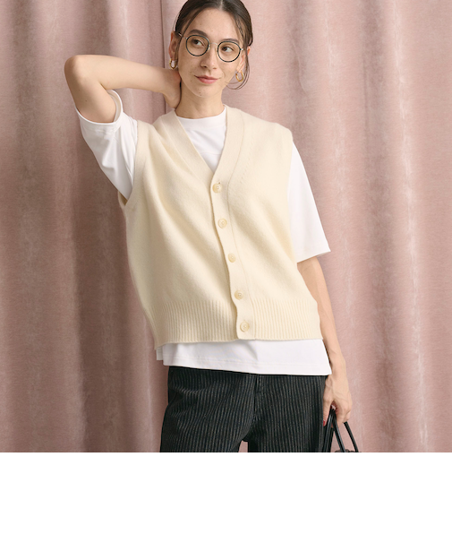 ウールカシミヤブレンド アクア ニットベスト