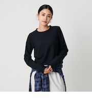 コットンポリエステル ラメロングスリーブカットソー
