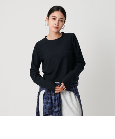 コットンポリエステル ラメロングスリーブカットソー