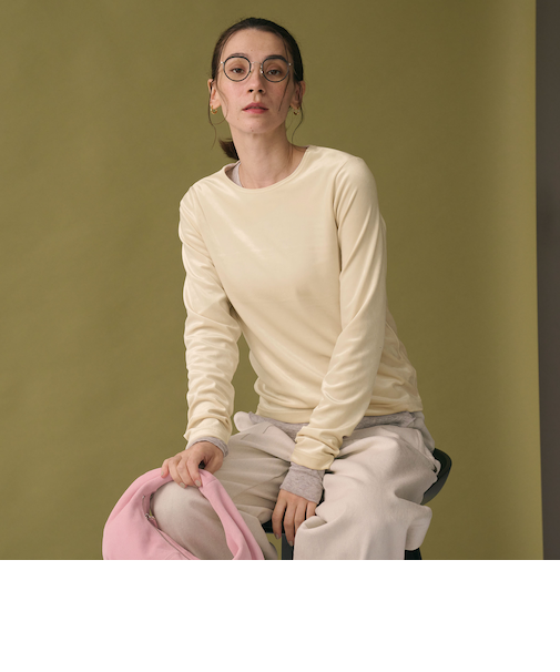 ポリエステルブレンド ベロアロングスリーブ Tシャツ