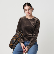 ポリエステルブレンド ベロアロングスリーブ Tシャツ