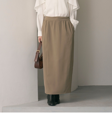 【WEB限定 Wardrobe DAILY MINIMAL】ダブルクロス カーブスカート ウォッシャブル