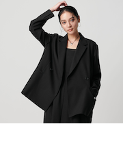 【WEB限定 Wardrobe DAILY MINIMAL】ウールライク メランジダブルジャケット ウォッシャブル