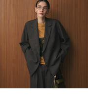 【WEB限定 Wardrobe DAILY MINIMAL】ウールライク メランジダブルジャケット ウォッシャブル
