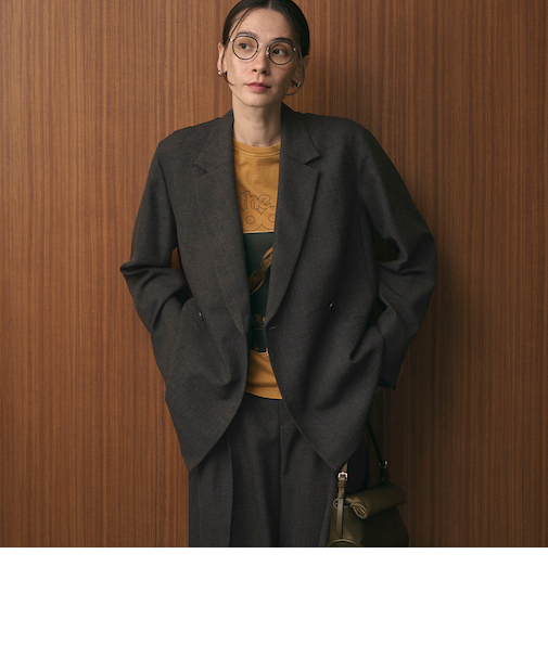 【WEB限定 Wardrobe DAILY MINIMAL】ウールライク メランジダブルジャケット ウォッシャブル