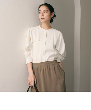 【WEB限定 Wardrobe DAILY MINIMAL】フリルレイヤーブラウス ウォッシャブル