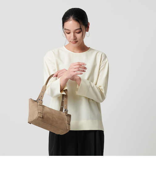 【WEB限定 Wardrobe DAILY MINIMAL】クルーネックブラウス ウォッシャブル