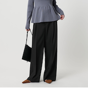 【WEB限定 Wardrobe DAILY MINIMAL】ウールライクメランジ ワイドパンツ ウォッシャブル