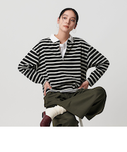 【WEB限定】マルチボーダー ハーフジッププルオーバー