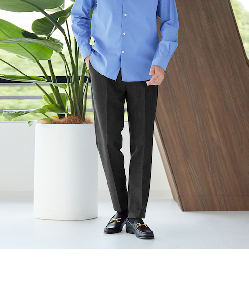 【WEB限定 WARDROBE SMART】LANATEC シャンブレー ノープリーツ パンツ