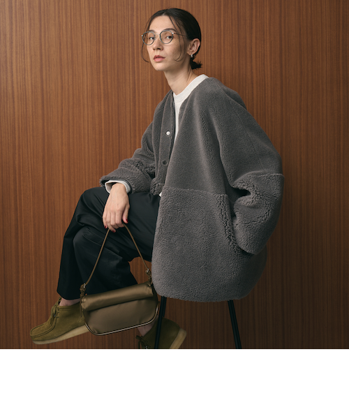 【美品】BEAUTY&YOUTHリバーシブルボアフェイクムートンコート　ネイビー 新品未使用】beautyandyouthボアフェイクムートンリバーシブル