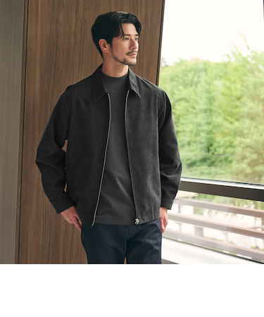 【WEB限定 WARDROBE SMART】スエードライク ジップ ブルゾン