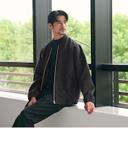 【WEB限定 WARDROBE SMART】スエードライク リブ ブルゾン