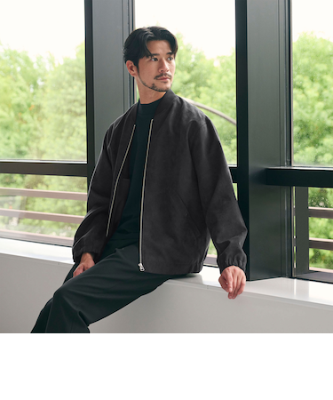 【WEB限定 WARDROBE SMART】スエードライク リブ ブルゾン