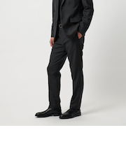 ストレッチ サキソニー ノープリーツ スリムパンツ セットアップ対応