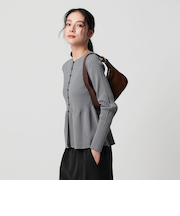 【WEB限定 Wardrobe DAILY MINIMAL】ペプラム2WAY リブニットプルオーバー ウォッシャブル