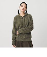 カシミヤニット フードプルオーバー