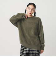 カシミヤ クルーネックニットプルオーバー