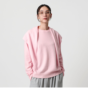 ウールカシミヤ クルーネックニット＆ストール ウォッシャブル