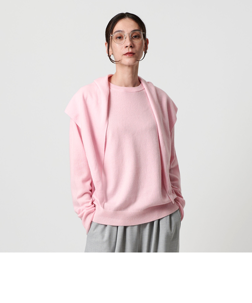 ウールカシミヤ クルーネックニット＆ストール ウォッシャブル