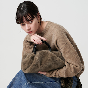 フェイクファー スクエア ショルダーバッグ 2WAY