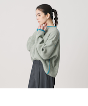 ネップカラーライン クルーネック ニットプルオーバー