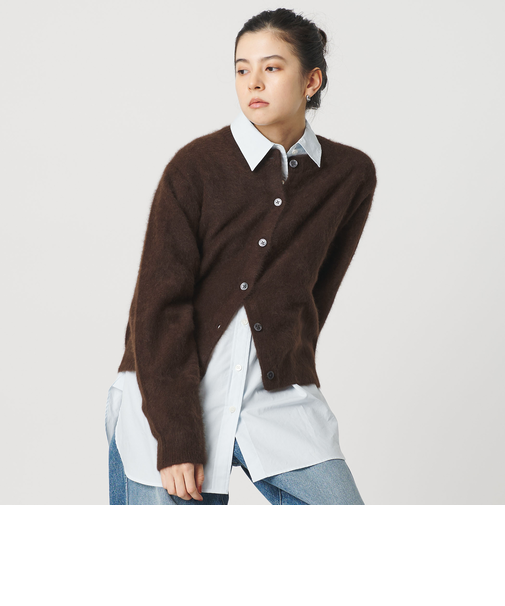 フォックスカシミヤブレンド クルーネックカーディガン