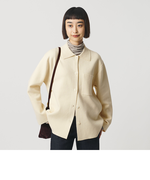 コットンウールブレンド ミラノリブ シャツカーディガン