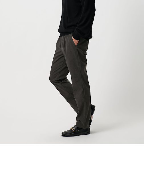 トリコット コーデュロイ 1プリーツ イージーパンツ 伸縮性あり