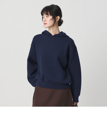 コットンウールブレンド ソリッド＆ボーダーニットフーディ ウォッシャブル