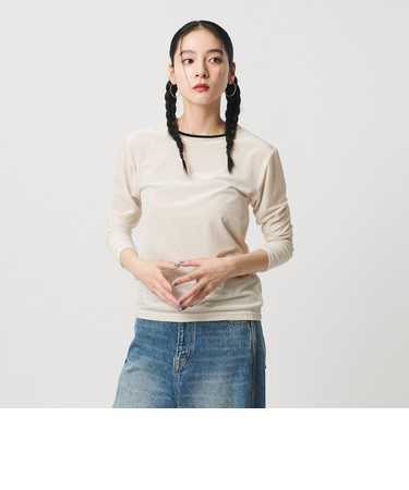 シアーベロア リンガーロングスリーブTシャツ