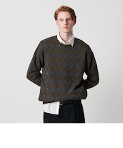 ロンバス パターン クルーネック ニット ウォッシャブル