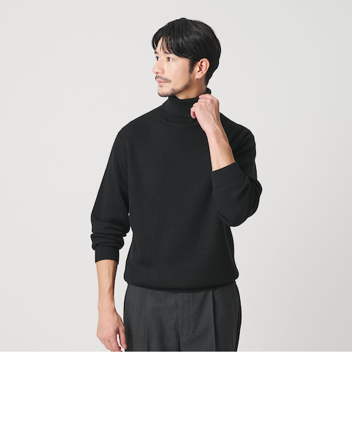 【WEB限定 WARDROBE SMART】マシーンウォッシャブル ウールミックス アゼ タートルネック