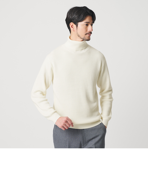 【WEB限定 WARDROBE SMART】マシーンウォッシャブル ウールミックス アゼ タートルネック