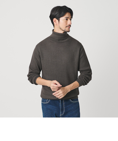 【WEB限定 WARDROBE SMART】マシーンウォッシャブル ウールミックス アゼ タートルネック