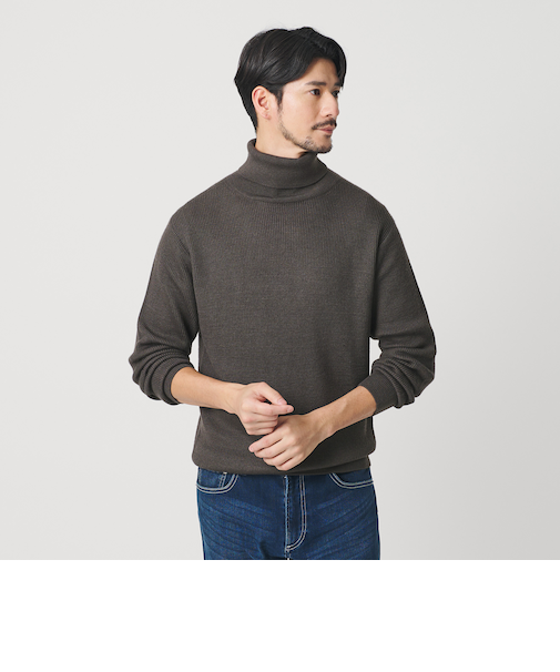 【WEB限定 WARDROBE SMART】マシーンウォッシャブル ウールミックス アゼ タートルネック