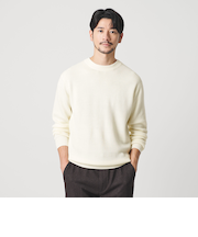 【WEB限定 WARDROBE SMART】マシーンウォッシャブル ウールミックス アゼ クルーネック