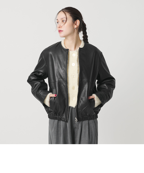 シープレザー ノーカラージップブルゾン｜ビューティー＆ユース