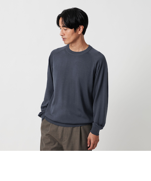 SUPER130 ウォッシャブル ウール クルーネック ニット 手洗い可能