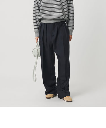 【WEB限定】ポリエステル タックワイドパンツ ウォッシャブル