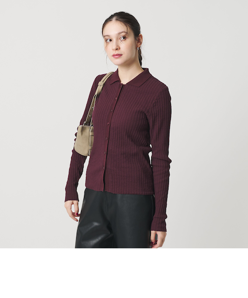 コットン タックリブ カーディガン