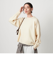ウールカシミヤ アクアラグランクルーネックニット